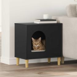 Maison pour chat Noir 51 x 30 x 52 cm Bois d'ing&eacute;nierie