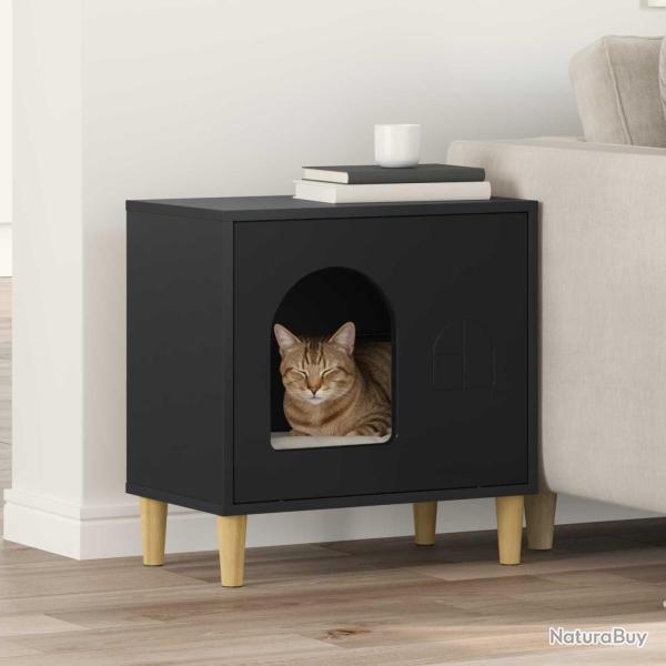 Maison pour chat Noir 51 x 30 x 52 cm Bois d'ing�nierie