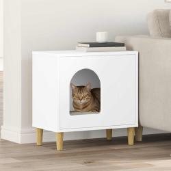 Maison pour chat Blanc 51 x 30 x 52 cm Bois d'ing&eacute;nierie