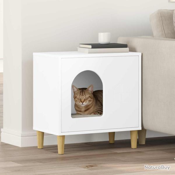 Maison pour chat Blanc 51 x 30 x 52 cm Bois d'ing�nierie