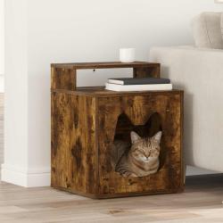 Maison pour chat Ch&ecirc;ne fum&eacute; 42,5 x 40 x 53,5 cm