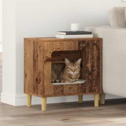 Maison pour chat Bois ancien 51 x 30 x 52 cm Bois d'ing&eacute;nierie