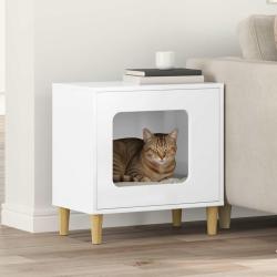 Maison pour chat Blanc Brillant 51 x 30 x 52 cm