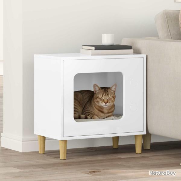 Maison pour chat Blanc Brillant 51 x 30 x 52 cm