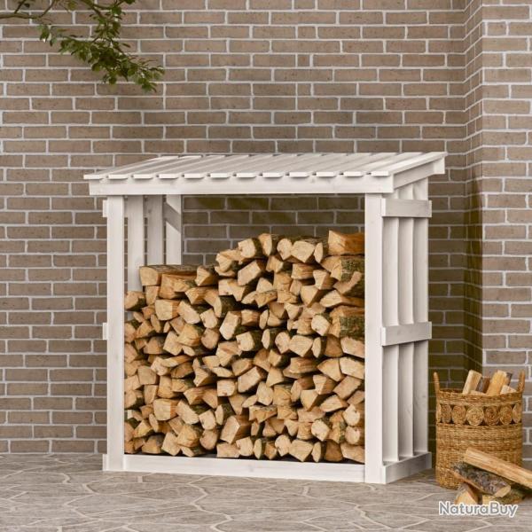 Support pour bois de chauffage Blanc 108x64,5x109cm Bois de pin