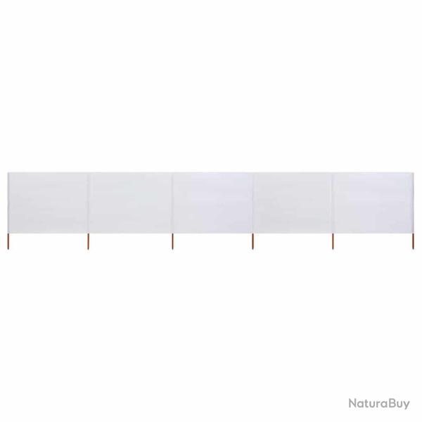 Paravent 5 panneaux Tissu 600 x 80 cm Blanc sable