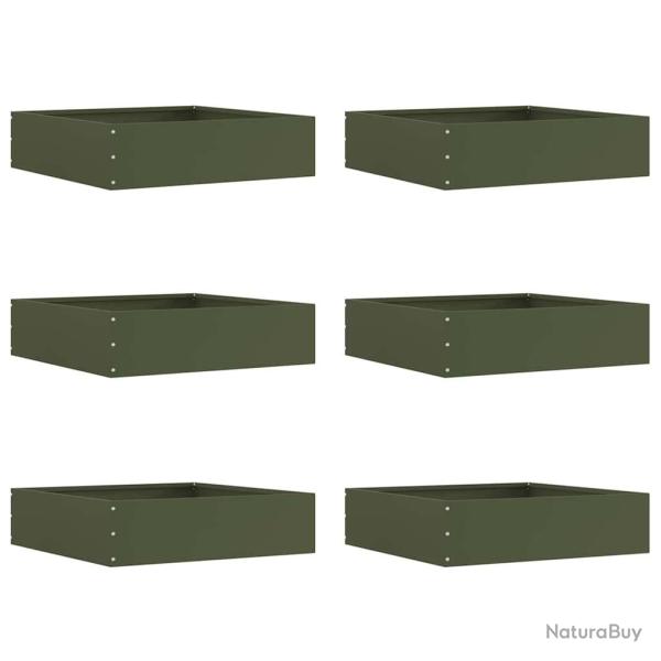 Bordure de Pelouse 6 pcs Vert olive 50 x 50 x 13 cm Acier
