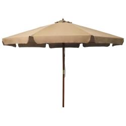 Parasol d'ext&eacute;rieur avec m&acirc;t en bois 330 cm Taupe