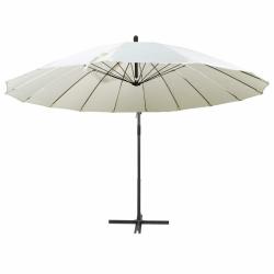 Parasol suspendu avec poteau en aluminium Blanc 3 m