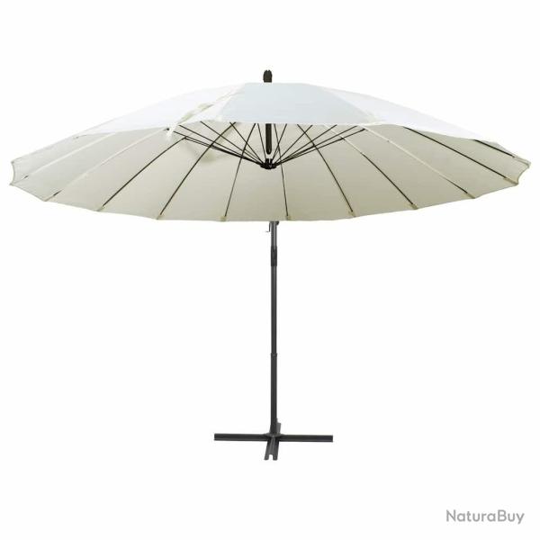 Parasol suspendu avec poteau en aluminium Blanc 3 m