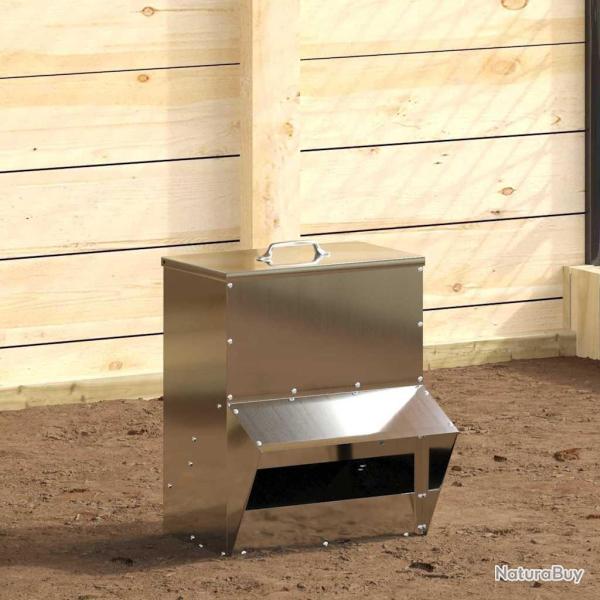 Mangeoire pour poules Argent 20 x 25 x 35 cm Acier galvanis�