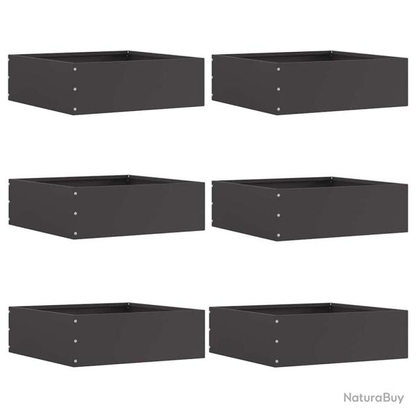 Bordure de Pelouse 6 pcs Noir 40 x 40 x 13 cm Acier