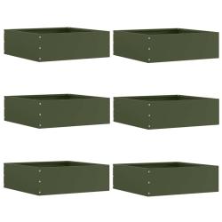 Bordure de Pelouse 6 pcs Vert olive 40 x 40 x 13 cm Acier