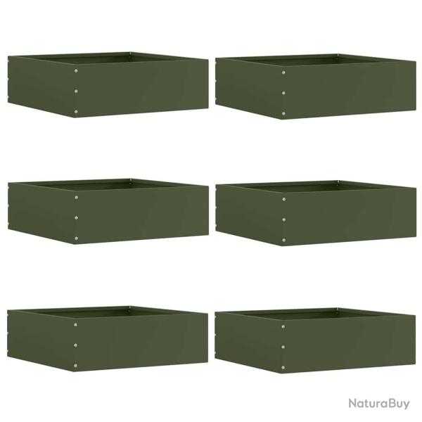 Bordure de Pelouse 6 pcs Vert olive 40 x 40 x 13 cm Acier