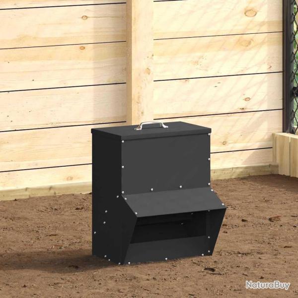 Mangeoire pour poules Noir 20 x 25 x 35 cm Acier Lamin� � Froid