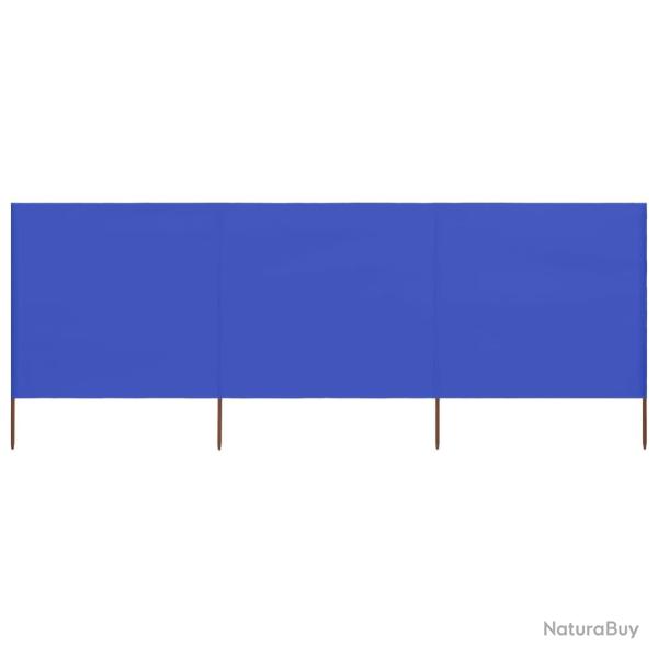 Paravent 3 panneaux Tissu 400 x 80 cm Bleu azur�