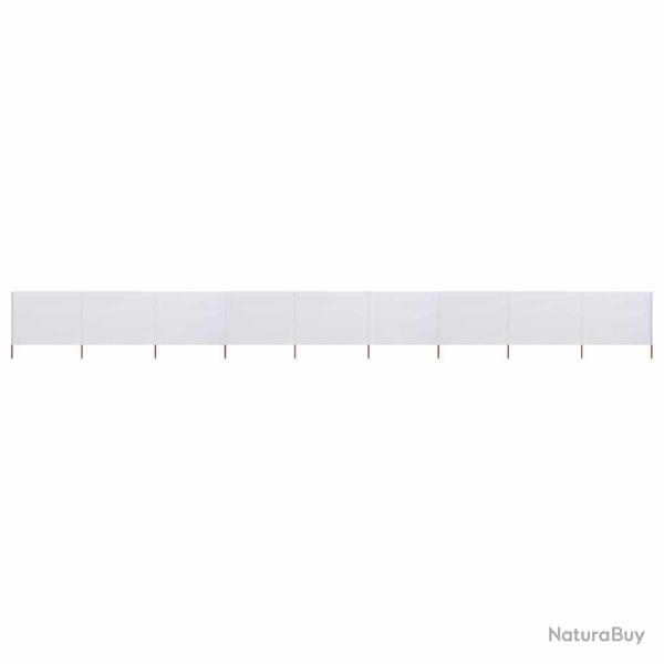 Paravent 9 panneaux Tissu 1200 x 120 cm Blanc sable