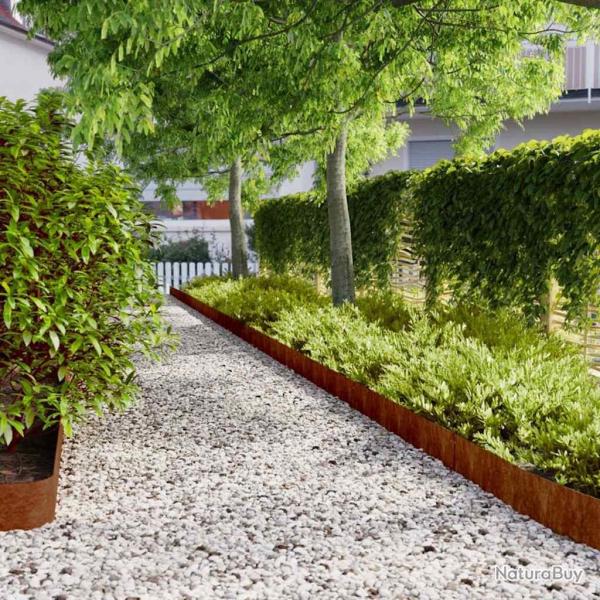 Bordures de pelouse 10 pcs 15x103 cm acier corten flexible