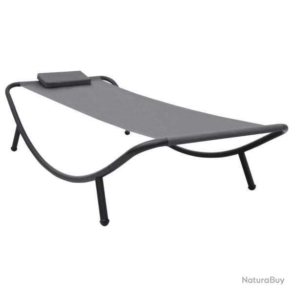 Lit de jardin Gris 200x90 cm Acier