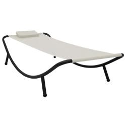 Lit de jardin cr&egrave;me 200x90 cm acier