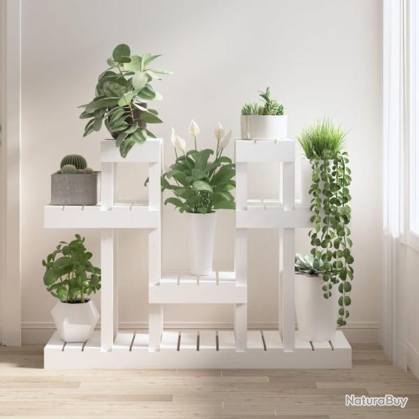 Support � plantes Blanc 104,5x25x77,5 cm Bois massif de pin