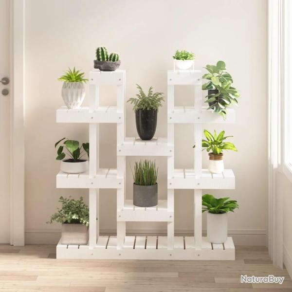 Support � plantes Blanc 104,5x25x109,5 cm Bois massif de pin
