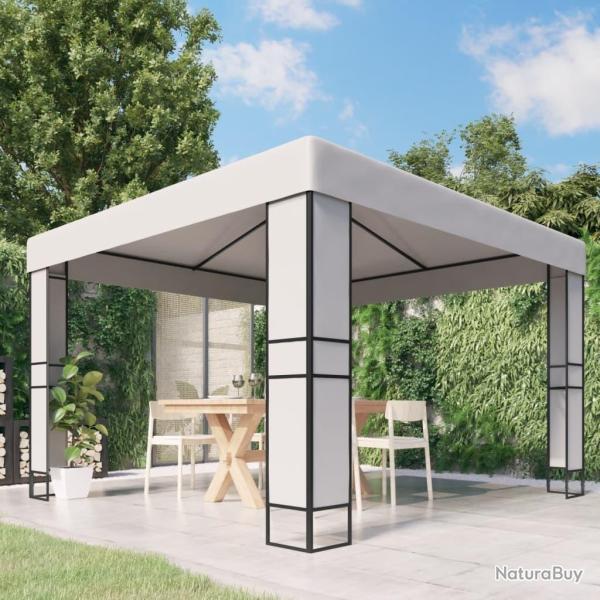 Tonnelle avec toit double 3x3 m Blanc