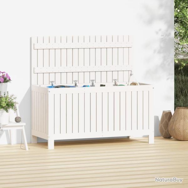 Bo�te de rangement de jardin Blanc 115x49x60 cm Bois de pin