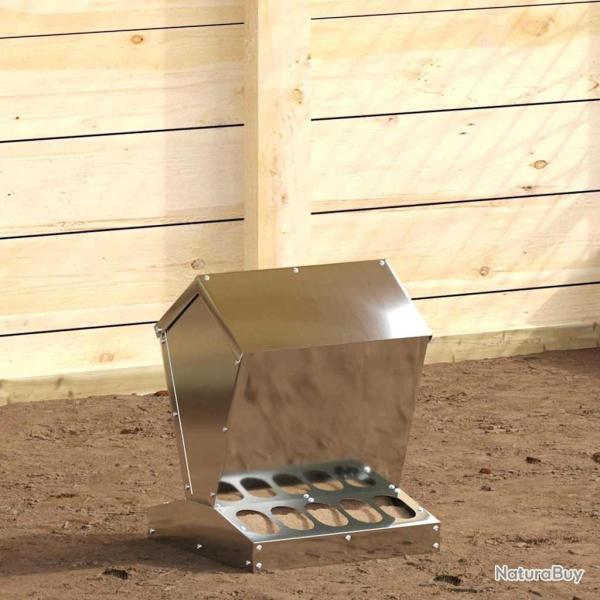 Mangeoire pour poules Argent 30 x 30 x 39 cm Acier galvanis�