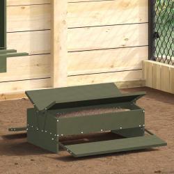 Nourrisseur &agrave; p&eacute;dale pour poules Vert olive 75 x 53 x 20,5 cm