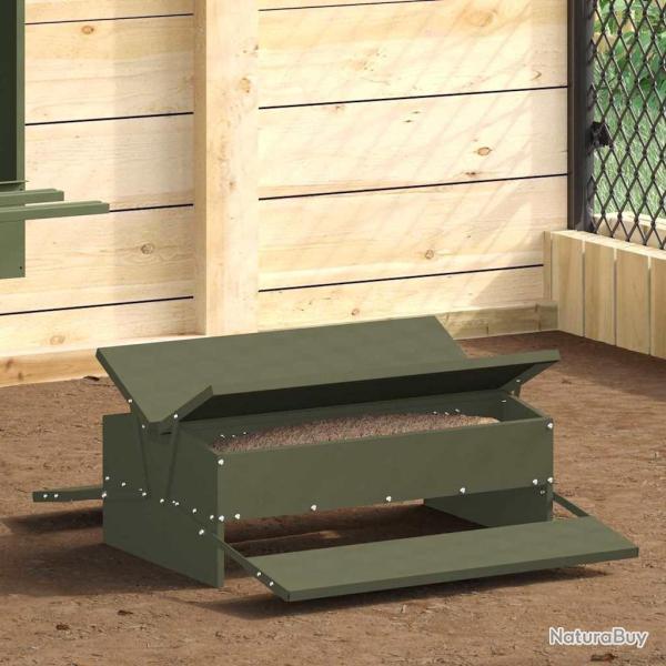 Nourrisseur � p�dale pour poules Vert olive 75 x 53 x 20,5 cm