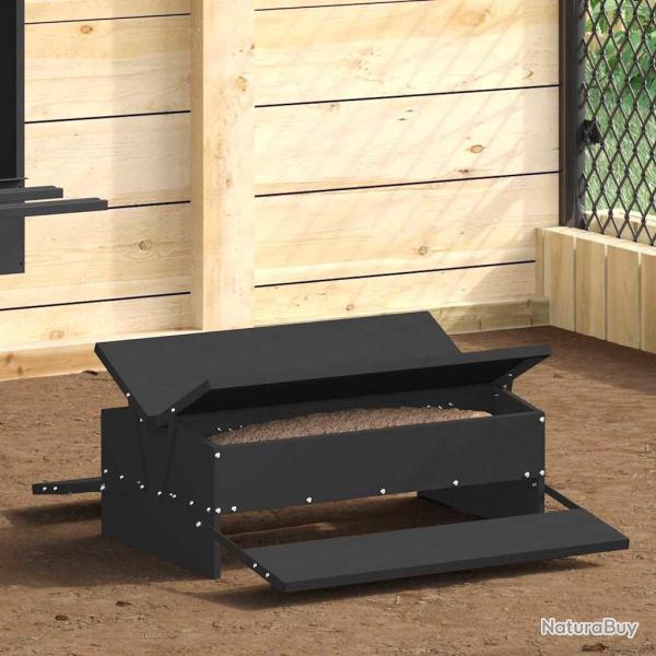 Nourrisseur � p�dale pour poules Noir 75 x 53 x 20,5 cm