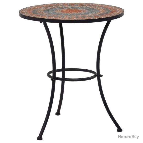Table de bistro mosa�que Orange/gris 60 cm C�ramique