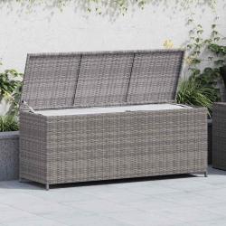 Bo&icirc;te de rangement de jardin gris 150x50x60 cm r&eacute;sine tress&eacute;e
