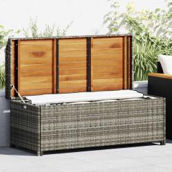 Banc de rangement de jardin 120 cm R&eacute;sine tress&eacute;e Gris