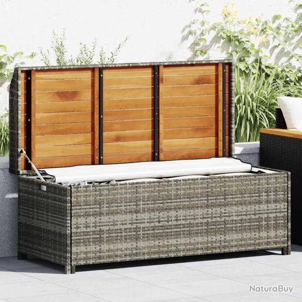 Banc de rangement de jardin 120 cm R�sine tress�e Gris