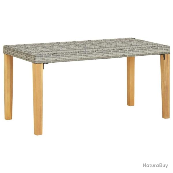 Banc de jardin 120 cm Gris R�sine tress�e et bois d'acacia