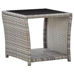 Table basse Gris 45x45x40 cm R&eacute;sine tress&eacute;e et verre