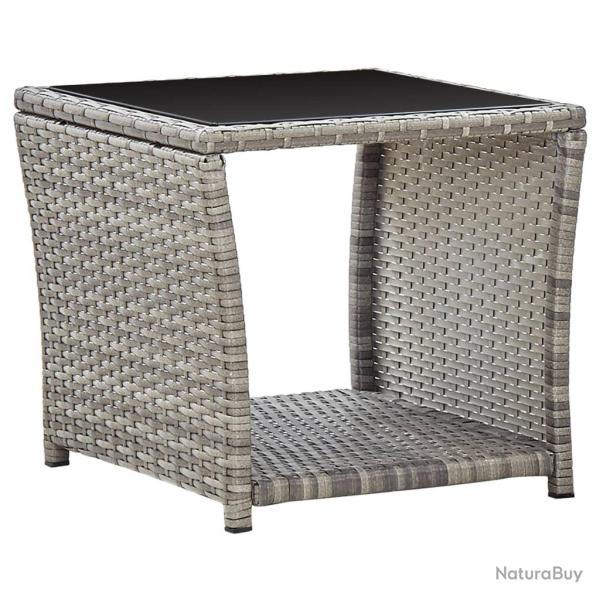 Table basse Gris 45x45x40 cm R�sine tress�e et verre
