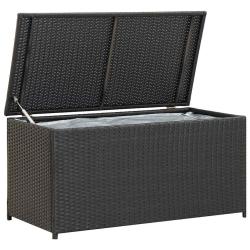 Bo&icirc;te de rangement de jardin r&eacute;sine tress&eacute;e 100x50x50 cm noir