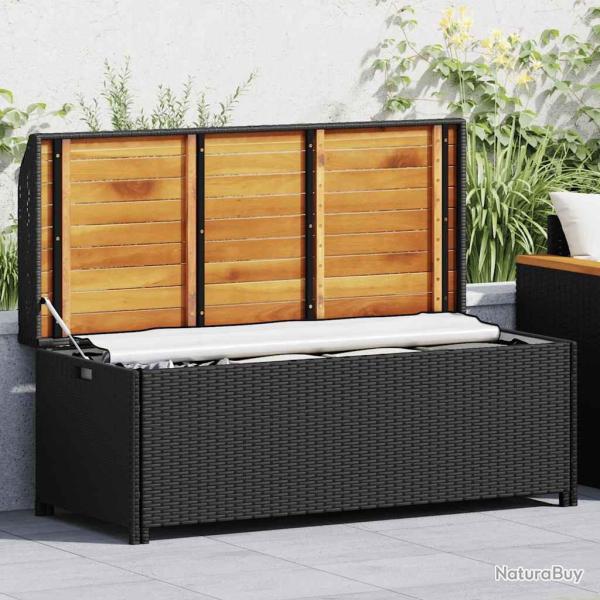 Banc de rangement de jardin 120 cm R�sine tress�e Noir