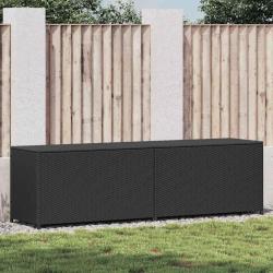 Bo&icirc;te de rangement de jardin r&eacute;sine tress&eacute;e 200x50x60 cm noir