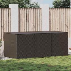 Bo&icirc;te de rangement de jardin r&eacute;sine tress&eacute;e 180x90x70 cm marron