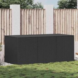 Bo&icirc;te de rangement de jardin R&eacute;sine tress&eacute;e 180x90x70 cm Noir