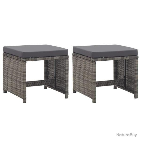 Tabourets de jardin lot de 2 coussins R�sine tress�e Anthracite