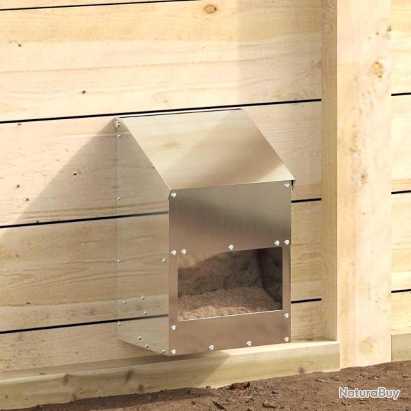 Mangeoire pour poules Argent 21 x 16 x 33 cm Acier galvanis�