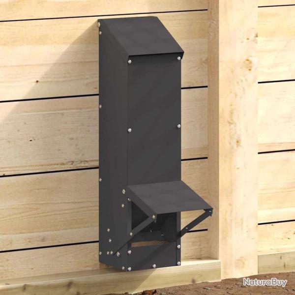 Mangeoire pour poules Noir 13 x 12 x 51 cm Acier Lamin� � Froid