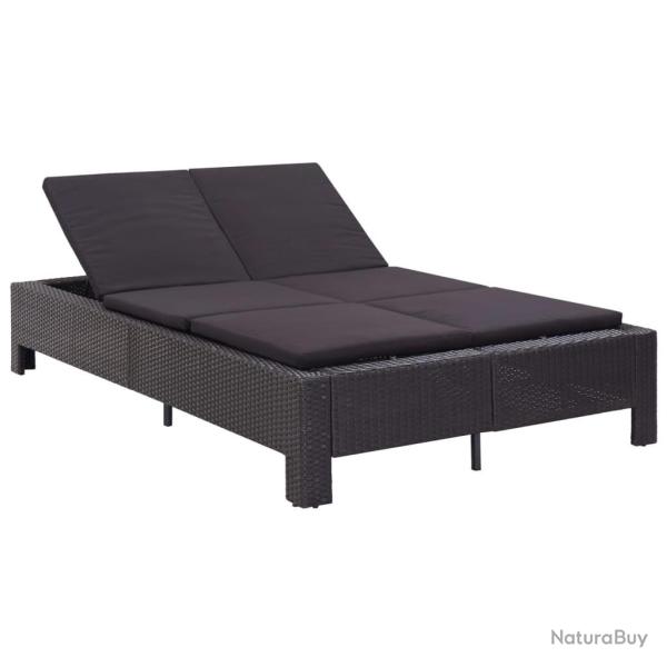 Transat � 2 places avec coussin Noir R�sine tress�e