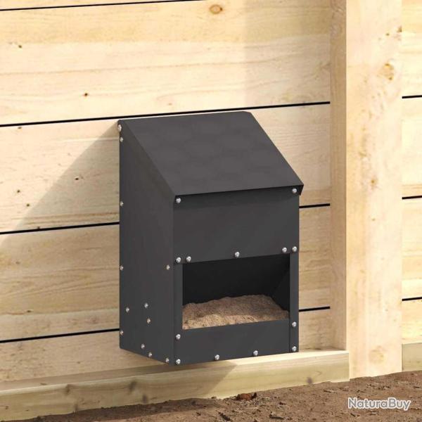 Mangeoire pour poules Noir 21 x 16 x 33 cm Acier Lamin� � Froid