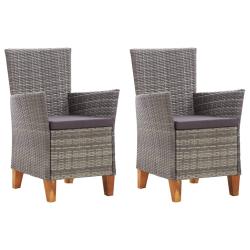 Chaises de jardin lot de 2 avec coussins R&eacute;sine tress&eacute;e Gris